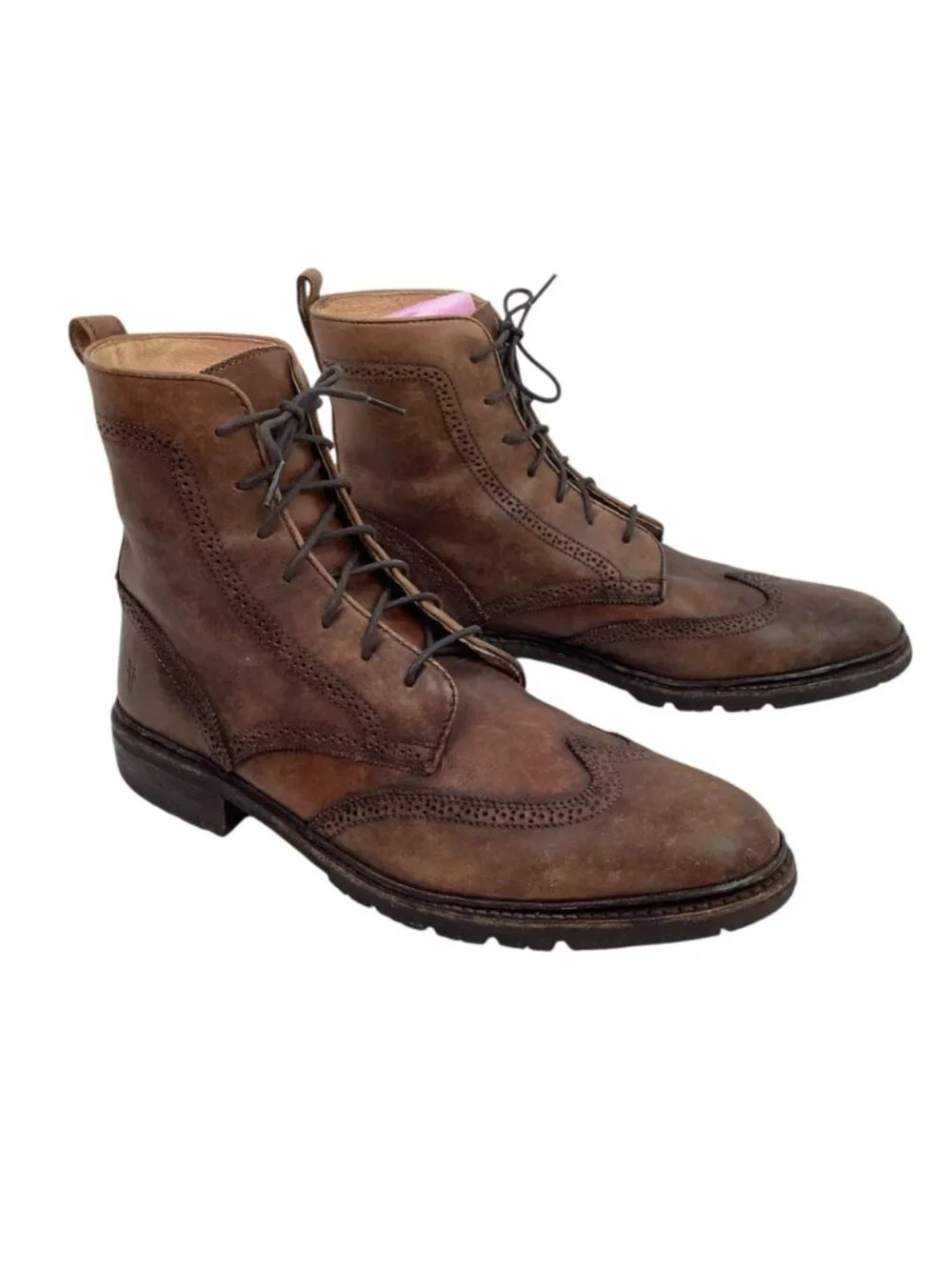 John A Frye Earl Wingtip Mens 13D Leather Lace-Up Boots Made In Mexico Vintage S